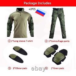 2023 Hiking Men Suits Military Camouflage Tactical Combat Shirts+Pants with Pads