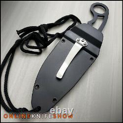 7 BLACK TACTICAL MILITARY FULL TANG FIXED BLADE NECK BOOT KNIFE with SHEATH NEW