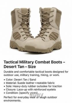 7 Bates Tactical Military Combat Boots Desert Tan Size 10.5