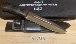 A&R Zlatoust Knife Tactical Hunting Combat Military Leather Handle Russian Knife