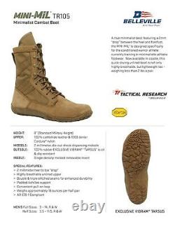 Belleville Tactical Research Mini-Mil Boots 8 Minimalist Boot Series TR105 Men