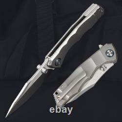 Big Size Titanium Handle Flipper Military Combat Outdoor Tactical Folding Knife