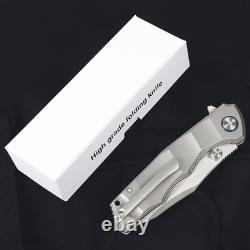 Big Size Titanium Handle Flipper Military Combat Outdoor Tactical Folding Knife