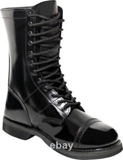 Black Leather Jump Boots Tactical Army Paratrooper Lace Up High Impact 10