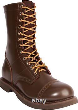 Brown Leather Military Jump Boots 10 Inches Tactical Army Lace Up Impact