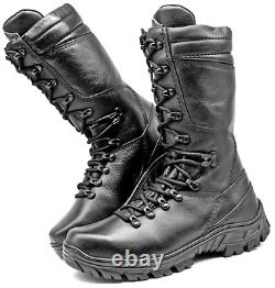 Combat Boots Black Leather Mens Motorcycle Tactical Boots Airsoft Military