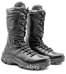 Combat Boots Black Leather Mens Motorcycle Tactical Boots Airsoft Military