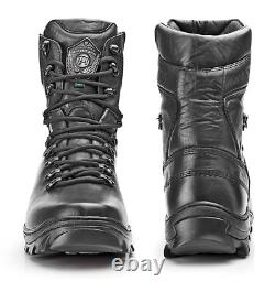 Combat Boots Genuine Black Leather Tactical Motorcycle Military Hunting Lace Up