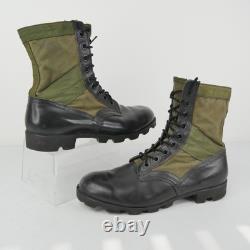 Combat Boots Mens Size 11.5 Green Black Leather Canvas Military Lace Up Tactical
