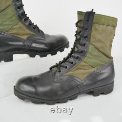 Combat Boots Mens Size 11.5 Green Black Leather Canvas Military Lace Up Tactical