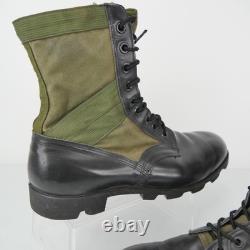 Combat Boots Mens Size 11.5 Green Black Leather Canvas Military Lace Up Tactical