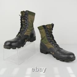 Combat Boots Mens Size 11.5 Green Black Leather Canvas Military Lace Up Tactical