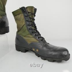 Combat Boots Mens Size 11.5 Green Black Leather Canvas Military Lace Up Tactical