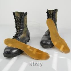 Combat Boots Mens Size 11.5 Green Black Leather Canvas Military Lace Up Tactical
