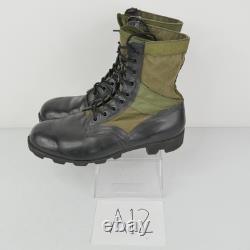 Combat Boots Mens Size 11.5 Green Black Leather Canvas Military Lace Up Tactical