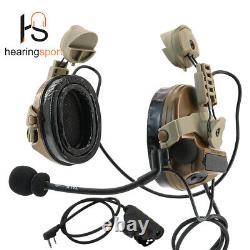 Comta III Tactical Headset Hearing Protection ARC Rail Helmet Bracket + PTT