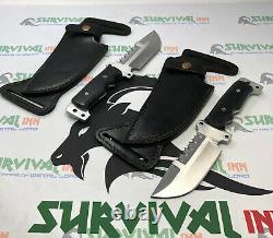 Custom Handmade D2 Steel Tactical Military Knives Pair With Belt Leather Sheaths