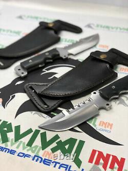Custom Handmade D2 Steel Tactical Military Knives Pair With Belt Leather Sheaths