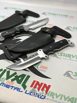 Custom Handmade D2 Steel Tactical Military Knives Pair With Belt Leather Sheaths