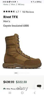 Danner Rivot TFX 1200G Combat Boots Tactical Boot in Coyote Brown Size 10 Wide