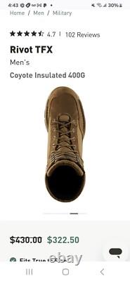 Danner Rivot TFX 1200G Combat Boots Tactical Boot in Coyote Brown Size 10 Wide