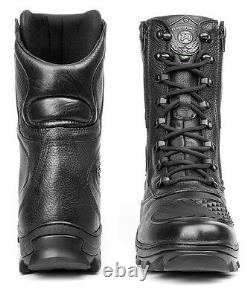 Hunt Boots Leather Motorcycle Tactical Special Forces Military Mens Combat Black