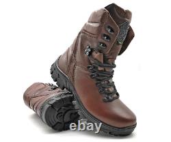 Hunting Boots Mens Military Army Tactical Combat Brown Leather Boots Lace Up