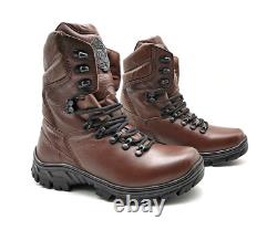 Hunting Boots Mens Military Army Tactical Combat Brown Leather Boots Lace Up