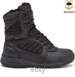 MAGNUM Men's 8.0 Waterproof Tactical Boots, Leather Side Zip Military Combat Des