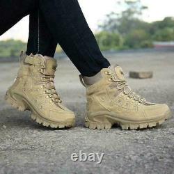 Men High Top Military Tactical Boots Desert Army Hiking Combat Ankle Boots US sz