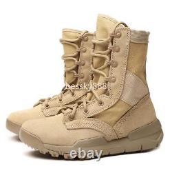 Men's Military Tactical Work Boots Side Zipper Hiking Combat Boots Outdoor Shoes