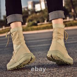 Men's Military Tactical Work Boots Side Zipper Hiking Combat Boots Outdoor Shoes