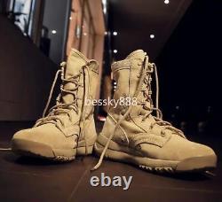 Men's Military Tactical Work Boots Side Zipper Hiking Combat Boots Outdoor Shoes