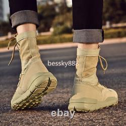 Men's Military Tactical Work Boots Side Zipper Hiking Combat Boots Outdoor Shoes