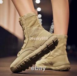 Men's Military Tactical Work Boots Side Zipper Hiking Combat Boots Outdoor Shoes