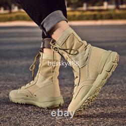 Men's Military Tactical Work Boots Side Zipper Hiking Combat Boots Outdoor Shoes