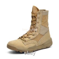 Men's Military Tactical Work Boots Side Zipper Hiking Combat Boots Outdoor Shoes