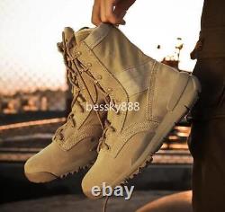 Men's Military Tactical Work Boots Side Zipper Hiking Combat Boots Outdoor Shoes