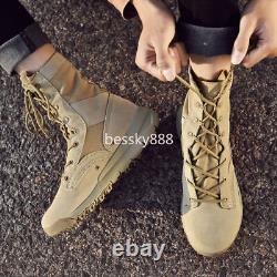 Men's Military Tactical Work Boots Side Zipper Hiking Combat Boots Outdoor Shoes