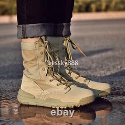 Men's Military Tactical Work Boots Side Zipper Hiking Combat Boots Outdoor Shoes