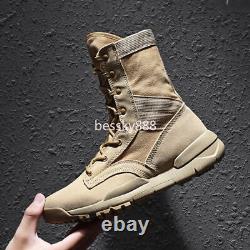 Men's Military Tactical Work Boots Side Zipper Hiking Combat Boots Outdoor Shoes