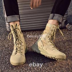 Men's Military Tactical Work Boots Side Zipper Hiking Combat Boots Outdoor Shoes