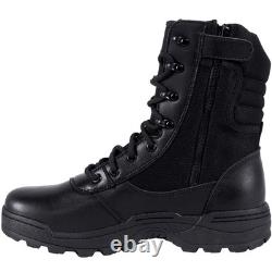 Men's Military Tactical Work Boots Side Zipper Jungle Army Combat Boots, Black
