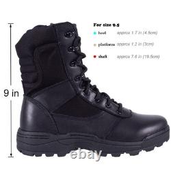 Men's Military Tactical Work Boots Side Zipper Jungle Army Combat Boots, Black
