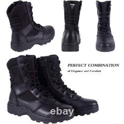 Men's Military Tactical Work Boots Side Zipper Jungle Army Combat Boots, Black