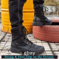 Men's Military Tactical Work Boots Side Zipper Jungle Army Combat Boots, Black