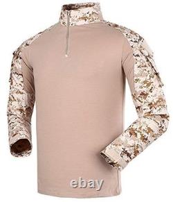 Men's Tactical Combat Shirt and Pants Set Long Sleeve Woodland Hunting Milita