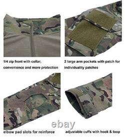 Men's Tactical Combat Shirt and Pants Set Long Sleeve Woodland Hunting Milita