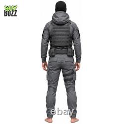 Men's Tactical Jumpsuit Combat Costume Military Style Vest Pouches Knee Pads