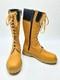 Men's Tan Leather Combat Boots Military Tactical Lace Up Side Zip Handmade